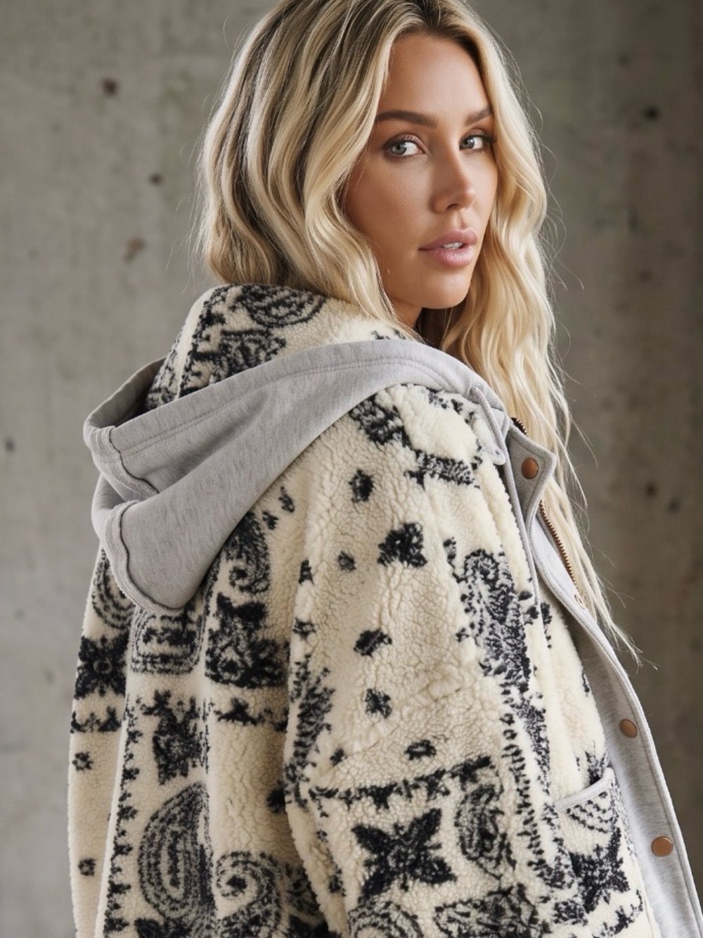 NWT Oli & Hali Bandana Paisley Print Oversized Layered Jacket Coat Shacket - Picture 6 of 9